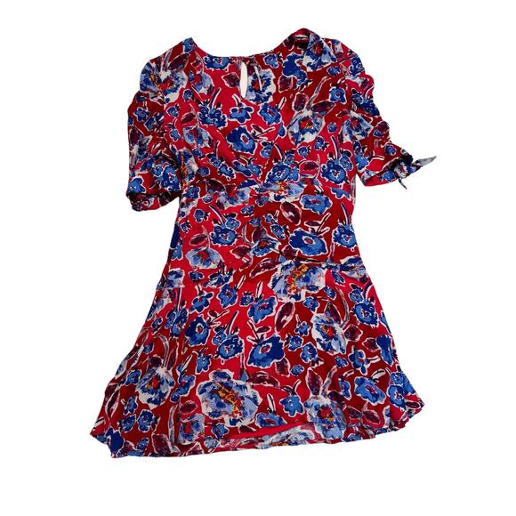 Free People Glow Up Mini Dress Red & Blue Floral Size 6 - Picture 5 of 10